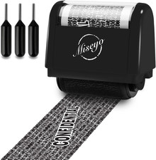 Identity Theft Protection Roller Stamp Set - Black 3 Refill Ink Included