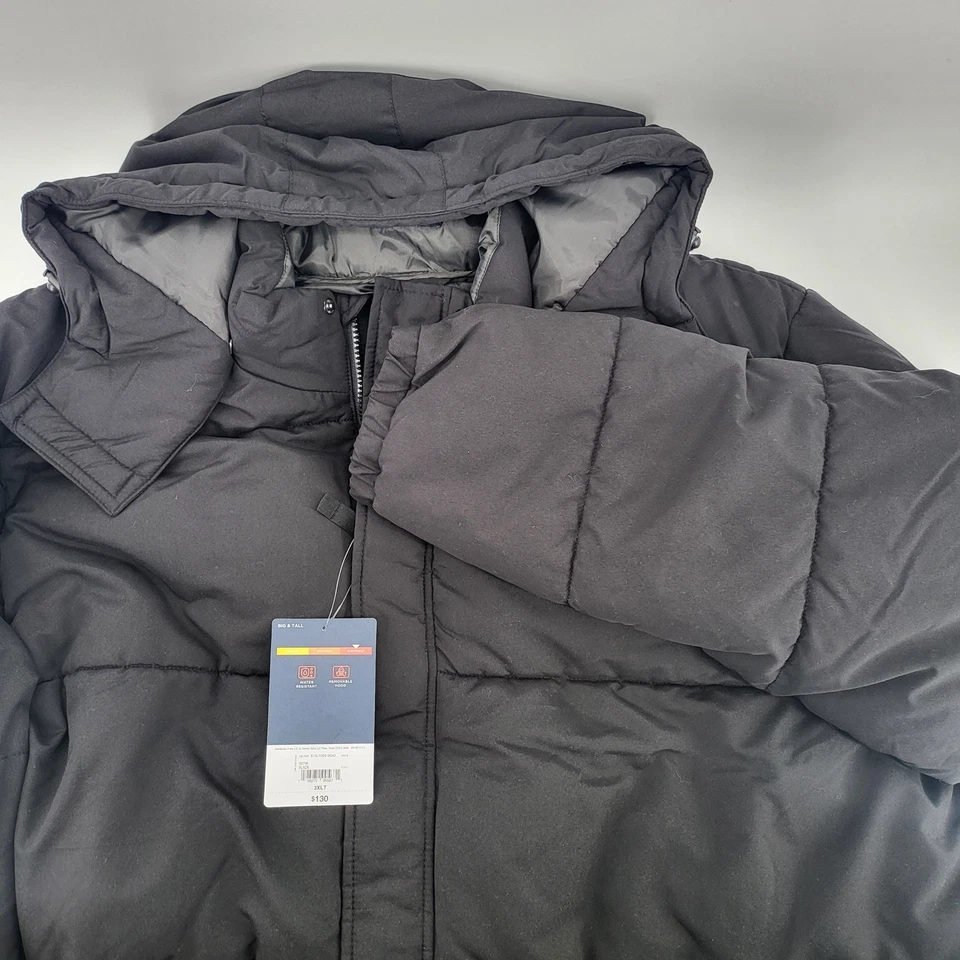 St Johns Bay Big Tall Men's Black Puffer Jacket Removable Hood 3XLT Coat NEW - Image 3 of 4