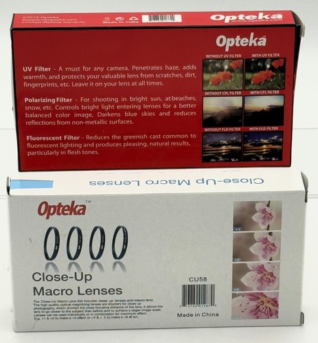 Opteka 58mm 4pc Close-Up Macro & 3-Piece Professional UV Filter Kit Camera Lens - Picture 2 of 10