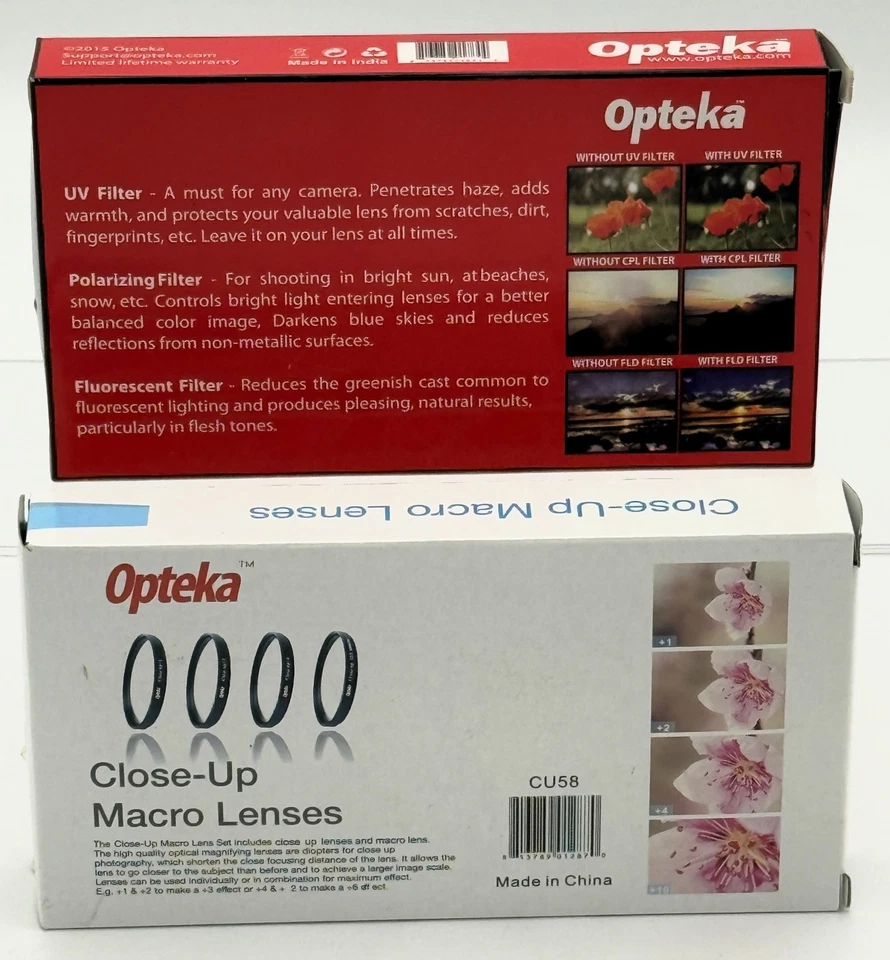 Opteka 58mm 4pc Close-Up Macro & 3-Piece Professional UV Filter Kit Camera Lens - Image 2 of 4