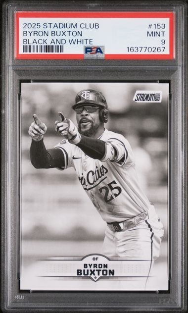 2025 Topps Stadium Club - Byron Buxton #153 - Black & White - PSA 9 POP 1 !