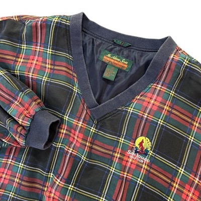 MCADAMS SCOTT Golf Pullover Mens XL Tartan Plaid Silk Blend V Neck San Ignacio