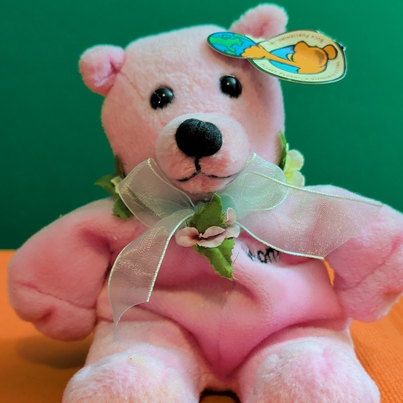 Planet Plush Mom Mother’s Day Pink Bear Plush 6in 1999 Pellets w/ Bow