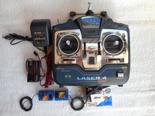 HITEC LASER  4 RADIOCOMANDO 4 CANALI CON CARICA BATTERIA PIU' 3 RICEVENTI