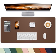 PU Leather Non-Slip Desk Mat 35.4 x 17 inch Large Mouse Pad Brown Writing Pad