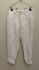 A New Day White Cuffed Easy Taper Fit Summer Vacation Flex Waistband Pants Sz 12
