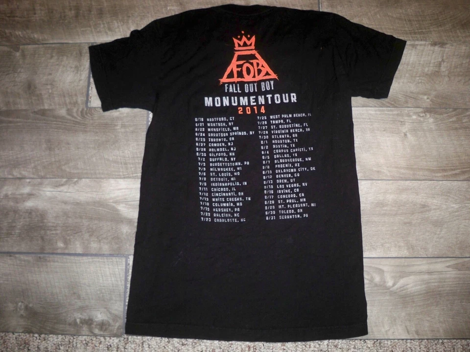 Fall Out Boy Monumentour Tultex T Shirt Band Concert Tour Black T-Shirt Small - Image 3 of 4