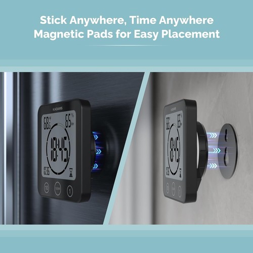 Compact Digital Shower Timer Clock with Loud Alarm & Temperature Feature - Black - Picture 9 of 12