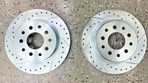 BRAKE ROTORS REAR 11.25" Drilled & Slotted 5x4.5" Ford & 5x4.75" GM set NEW - Picture 2 of 5
