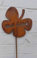 "Gartenstab Gartenstecker Beetstecker \" Viel GlüCk \" Eisen Rost 78 Cm Geschenk"