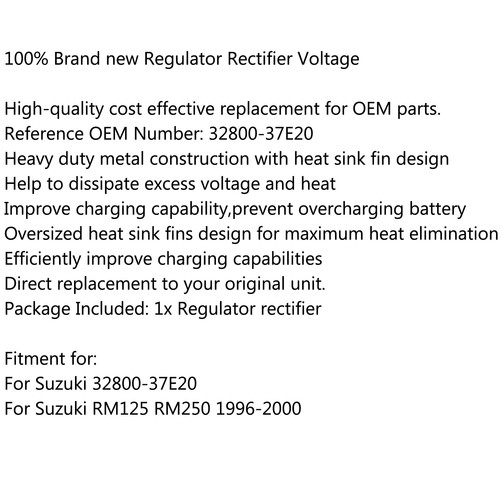 Voltage Regulator Rectifier For Suzuki 32800-37E20 RM125 RM250 1996-2000 - Picture 5 of 5