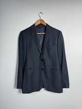 Tagliatore Italy Mens Blazer Jacket Virgin Wool Textured 2 Piece Navy Blue Coat