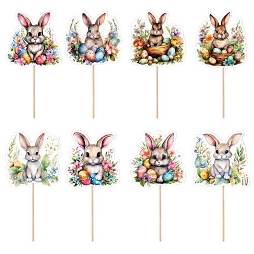 Easter Bunny Cupcake Toppers Colorful Cute Rabbit 8 Styles Picks Cake