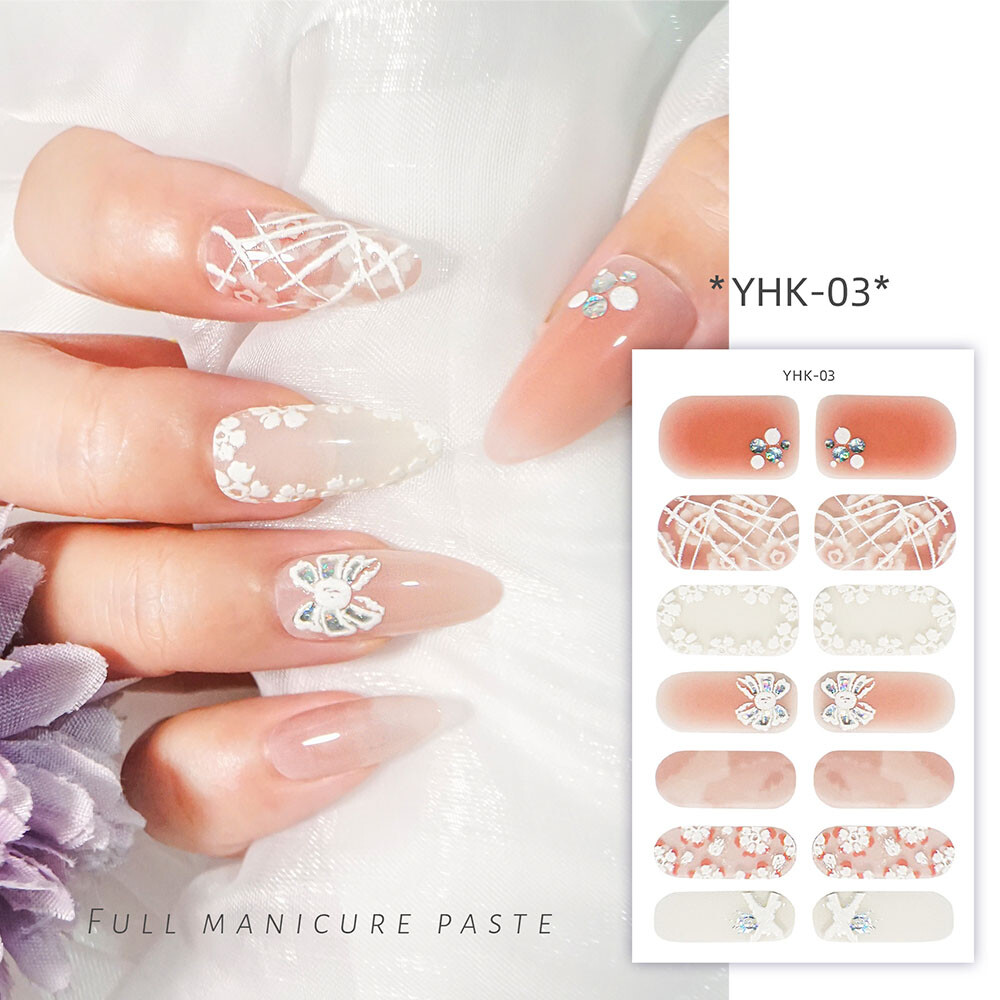 Semicured UV Gel Nail Art Stickers Full Cover Nail Strips Press On