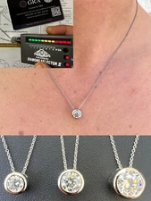 925 Silver Real Moissanite Solitaire Pendant Necklace GRA Passes Diamond Tester
