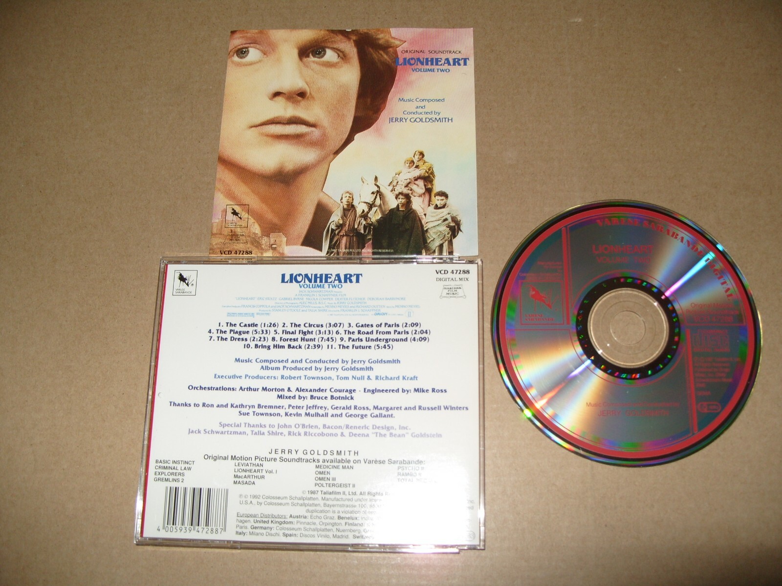 Jerry Goldsmith- Lionheart  Vol Two Soundtrack - 1992 cd + Inlays Excellent (R4)