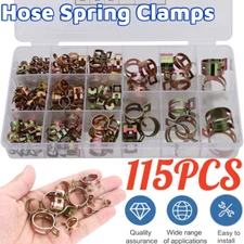 115 Spring Hose Clamp 6-22mm Fastener Kit Fuel Water Line Pipe Air Tube Clip Set