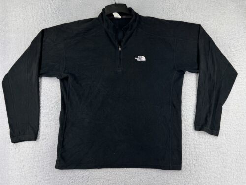The North Face Sweater Mens Large Black Long Sleeve 1/4 Zip Fleece Poly TKA100 - Picture 1 of 15