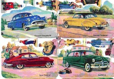 Vintage 1950 EAS German Die Cut Auto Ephemera MCM Chevrolet Buick Olds Ford