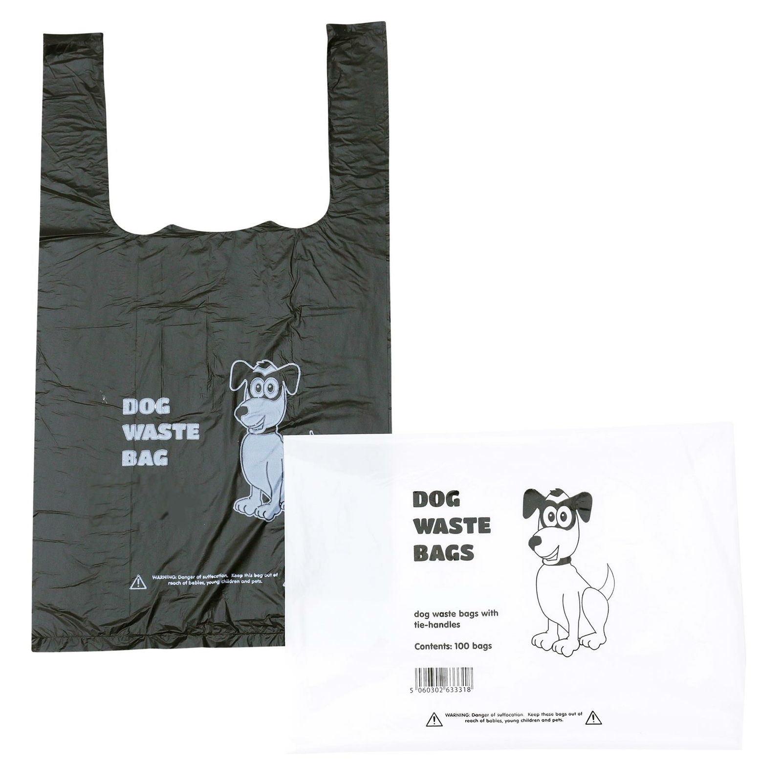300 x Dog Poo Bags (DogPoop/Bag-Waste Bags) Black Tie Handle