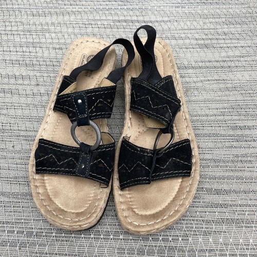 Earth Spirit Womens Alli Sandals Sling Suede Black Size 8.5 Gelron Cushion NWOT - Picture 2 of 10