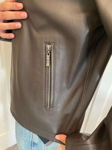 Men's designer Soft Chocolate Brown Leather jacket - Med NWT RRP £349. - Picture 10 of 11