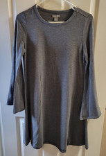 Falls Creek Dress Women's Small Charcoal Gray Bell Sleeve T Shirt Dress