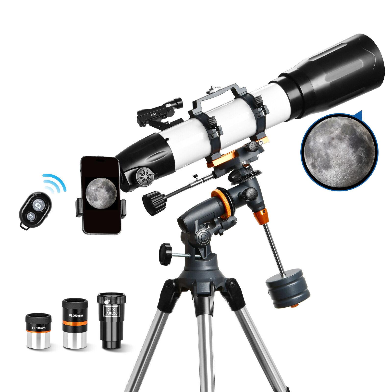 Powerfull 65090EQ Telescope 130X for Adults Moon Watching with Mobile Holder