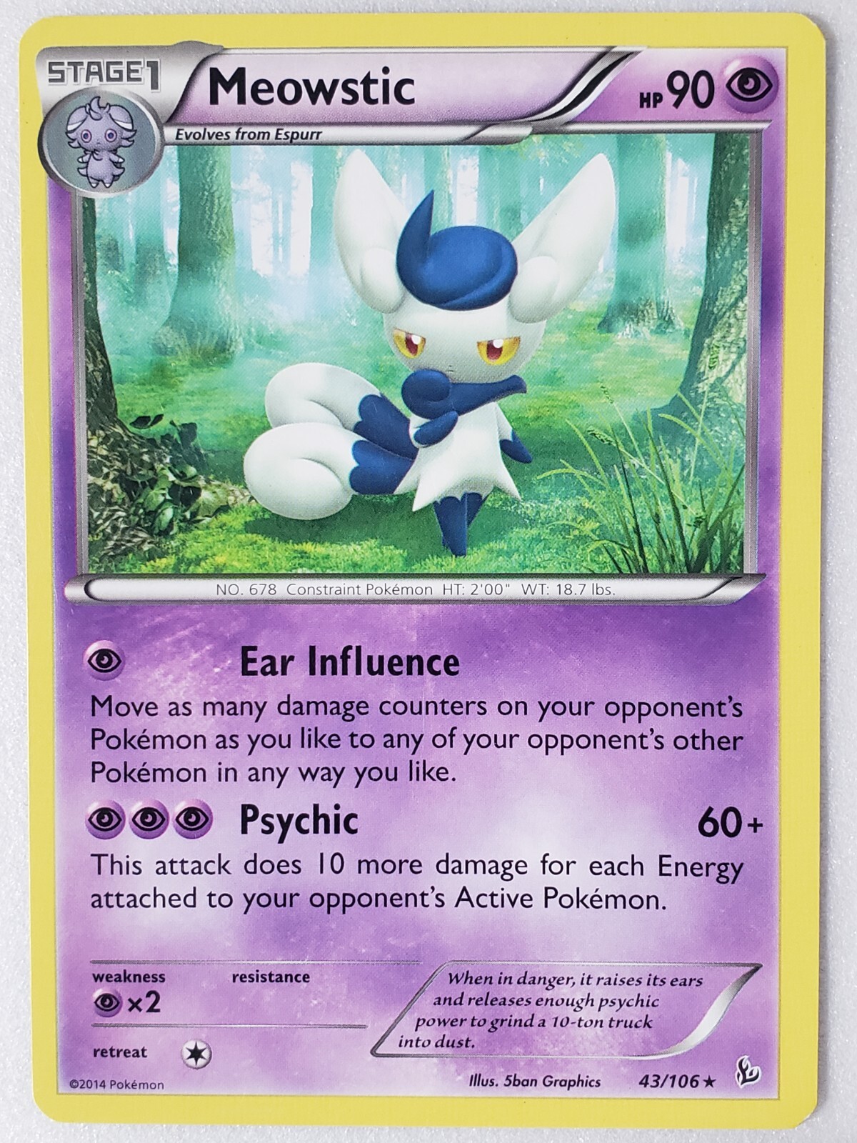 Meowstic 43/106 LP - RARE XY Flashfire Pokemon Card - $2 Combined Shipping