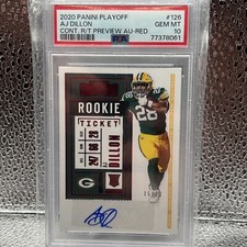 2020 Playoff Contender PreviewRookie Ticket Auto Red Aj Dillion 15/23 Psa10 POP1