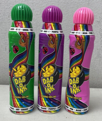 Dab-O-Ink 3 Ounce Bingo Markers Set of 3 Daubers 1 Each Purple, Green & Pink