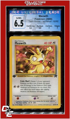 Meowth (1st Edition) graded CGC 6.5 for sale on eBay