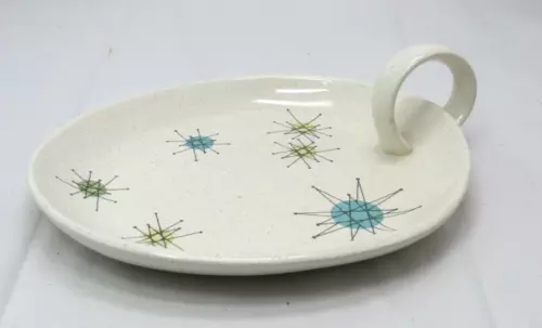 MCM Franciscan Atomic Starburst Open Jam Plate Ring Handle Mid-Century Modern