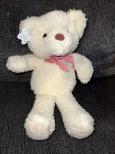 Russ Berrie Vintage Luv Pets Porridge White Fluffy Bear Pink Bow Rare Plush Toy