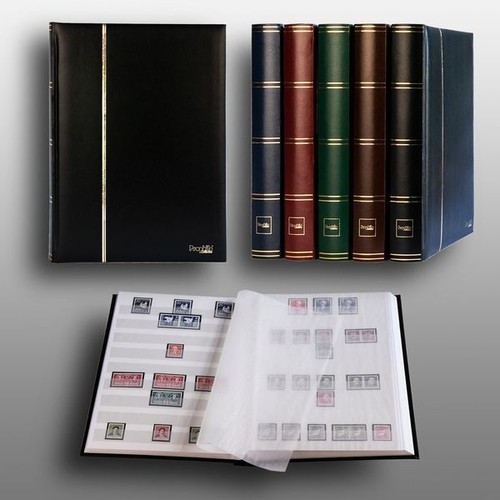 Album Pour Timbres Prophila 60 Pages Intérieur Blanc – Couverture Noire Matelassée, 540 Bandes Cristal, Reliure Double Articulation Luxe