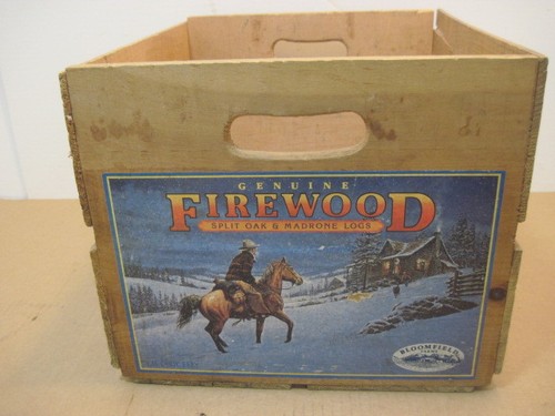 OLD VINTAGE WOOD GENUINE FIREWOOD SPLIT OAK & MADRONE LOGS CRATE BOX - Picture 3 of 6