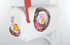 Mailbox Magnet (Partial Cover) Happy Easter Wreath Grapevine Bunny Chick Eggs