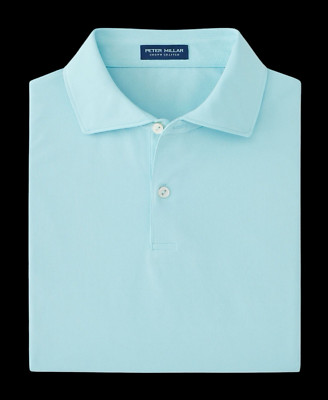 Peter Millar Crown Performance Soul North Sky Solid Mesh Polo Shirt Medium $110