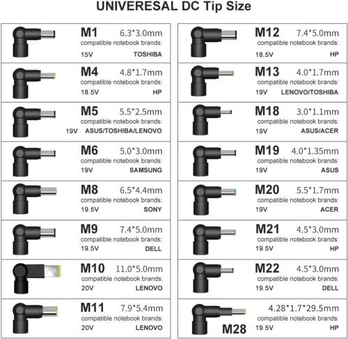 16 Tips Universal Power Supply Adapter Charger for PC Laptop Notebook 65W - Picture 2 of 14