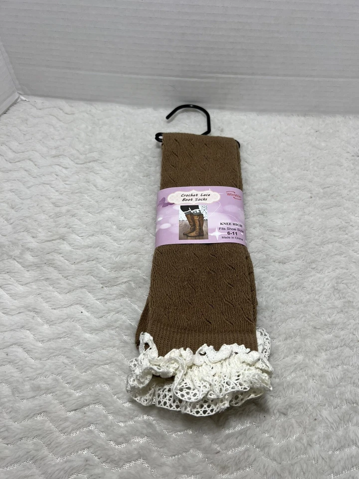 WinWin Mujer Crochet Encaje Bota Rodilla Calcetines 6-11 Zapato Talla Elige Color Foto 2 de 4