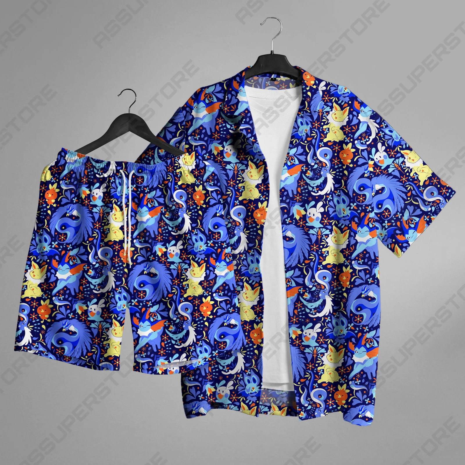 Articuno Jolteon Hawaiian Button-Up Shirt Articuno Summer Hawaiian Shirt