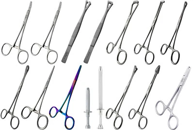 SANDBROS Piercing Tool Tweezer Clamp Plier Closer,Opener Needle Clamp Body Jewelry 5", 7"