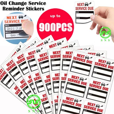 10-900pc Oil Change Stickers Service Due Reminder White Window Lite Lot 2x2 Roll