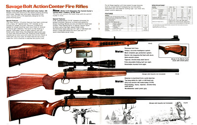 Savage Bolt Action Rifle Varmint Model 112R 110S 308 Cal Vintage Print Ad 