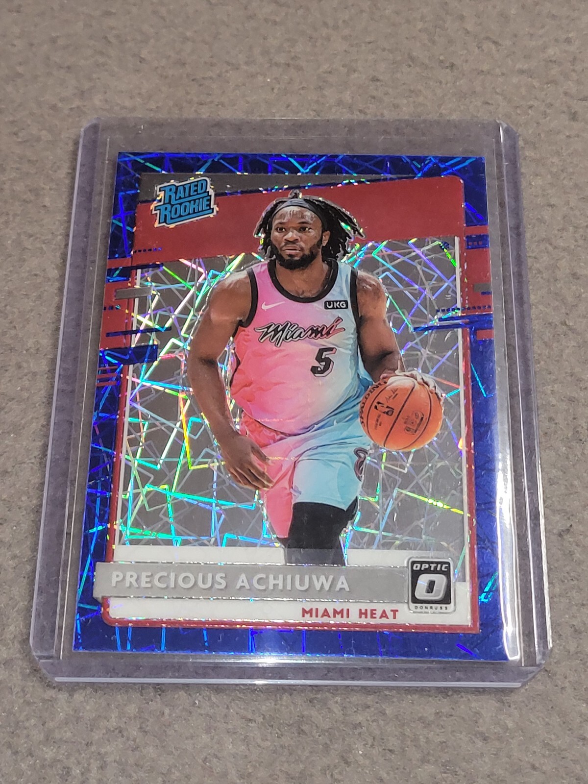 2020-21 Panini Donruss Optic Blue Velocity Rookie #170 Precious Achiuwa Heat