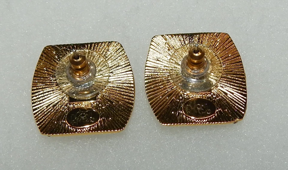 Joan Rivers Shiny Black Croco Pattern Leather & Rhinestone Pierced Earrings - Image 2 of 2