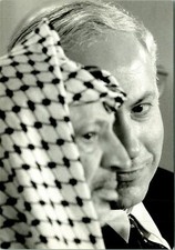 Netanyahu Yasser Arafat 1996 Portrait Postcard Unused (34023)