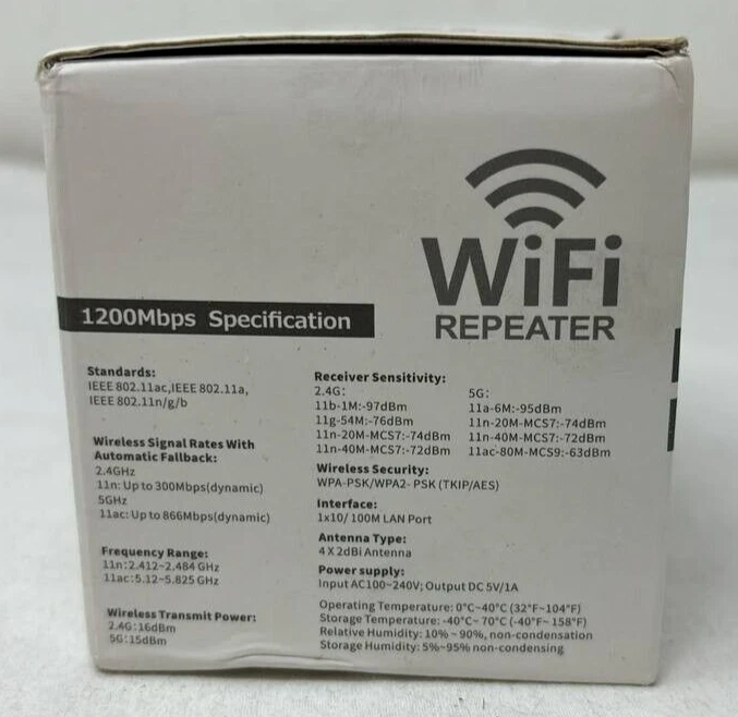 Internet Booster Wireless Signal WiFi Repeater Dual Band Range Extender 1200mbps - Image 4 of 4