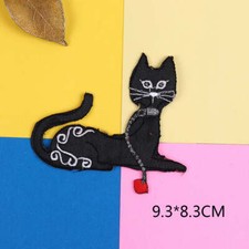 Black Cat Embroidered Applique Iron On Patch Halloween 2710