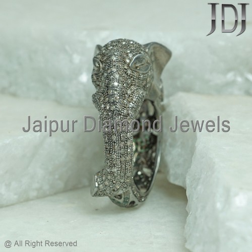Victorian Jewelry Natural Polki Pave Diamond 925 Sterling Silver Handmade Ring - Picture 2 of 14